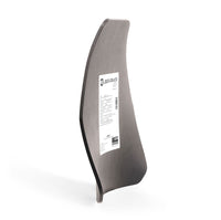 Thumbnail for The Caliber Armor AR550 III+ Multi-Curve Body Armor plate stands upright, featuring a curved gray design with a white label showing text and a barcode on the front.