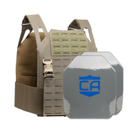 Thumbnail for The Caliber Armor AR550 DV8 - Level III+ Body Armor Package is shown with its tactical vest and two gray ballistic plates labeled with the blue 