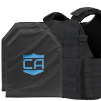 Thumbnail for Caliber Armor CaliberX IIIA/HG2 Active Response Package: black tactical vest with adjustable straps and two lightweight armor plates featuring a blue CA logo, displayed in front of the vest.