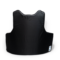 Thumbnail for A black, sleeveless Caliber Armor CaliberX IIIA Package overt body armor vest with a smooth surface is displayed from the back against a plain white background.