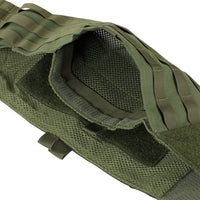 Thumbnail for Close-up of the Caliber Armor EXO PLATE CARRIER GEN II in green, featuring a mesh interior, Velcro fastenings, and MOLLE webbing for hard armor plates.