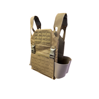 Thumbnail for A tan Caliber Armor AR550 DV8 Level III+ Body Armor Package vest with adjustable shoulder straps, front MOLLE webbing, and side straps, shown against a white background.