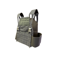 Thumbnail for The Caliber Armor DV8 Plate Carrier by Caliber Armor is a gray vest with adjustable straps, MOLLE webbing, and hook-and-loop panels, designed to hold SAPI cut or body armor plates and shown on a white background.