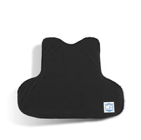 Thumbnail for The Caliber Armor CaliberX IIIA Covert Body Armor Concealable Vest Package features a black, contoured fabric cover with a small blue and white logo in the bottom right, shown on a white background.