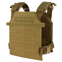 Thumbnail for Olive green tactical vest with molle webbing, velcro panels, and Caliber Armor AR550 Level III+ Quick Response /w PolyShield - Shooters Cut - PolyShield steel body armor.