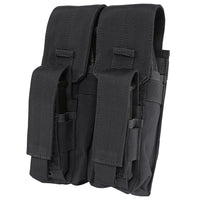 Thumbnail for The Caliber Armor Double AK Kangaroo Mag Pouch is a black, durable fabric pouch with two compartments and flap closures. MOLLE compatible, it’s ideal for carrying magazines or similar gear.