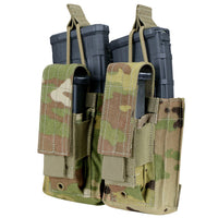Thumbnail for The Caliber Armor Double Kangaroo Mag Pouch | GEN II, MOLLE compatible, holds two black AR/M4 mags with secure Velcro straps, displayed on a white background.