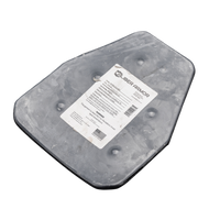 Thumbnail for A black, multi-sided AV2 Multi-Curve RF2 NIJ Level III steel body armor plate from Caliber Armor, featuring a white label with product info in the center.