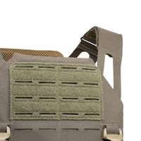 Thumbnail for Close-up of a Caliber Armor AR550 DV8 Level III+ Body Armor Package in tan and olive drab, with adjustable shoulder straps and laser-cut MOLLE panel, shown on a white background.