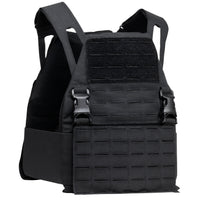 Thumbnail for The Caliber Armor Caliber AR550 DV8 - Level III+ Body Armor Package features a black tactical plate carrier with adjustable shoulder straps, front buckles, laser-cut MOLLE webbing, and AR550 body armor for enhanced protection.