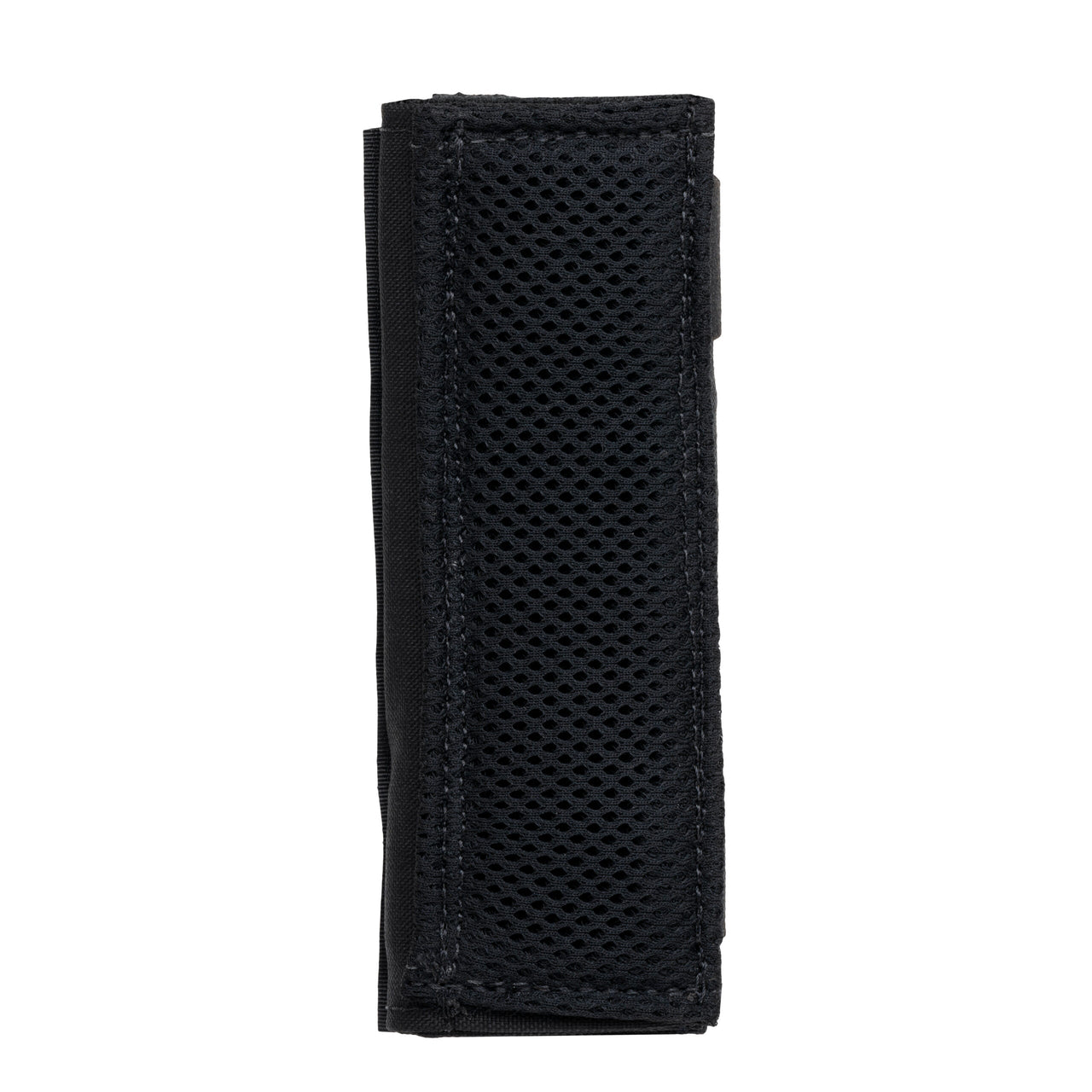 A black, rectangular mesh pouch with visible stitching, designed as an accessory for Caliber Armor DV8 Shoulder Pads or your plate carrier, shown on a white background.