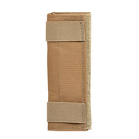 Thumbnail for A pair of tan DV8 Shoulder Pads by Caliber Armor with two horizontal hook-and-loop straps, designed for Plate Carrier use, shown folded on a white background.