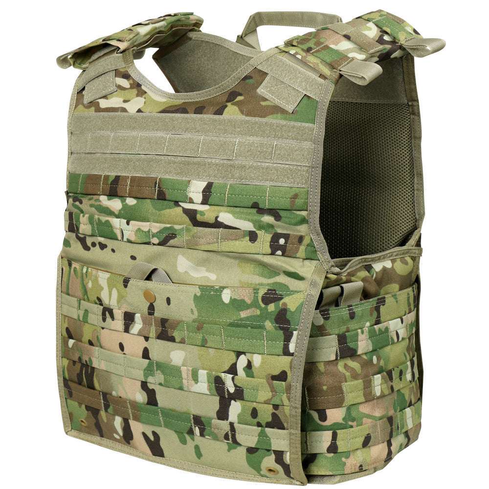 The CaliberX IIIA Package with Overt Body Armor Vest by Caliber Armor features reinforced stitching, adjustable shoulder straps, and multiple pouches for tactical use, providing reliable bulletproof protection for military or law enforcement.