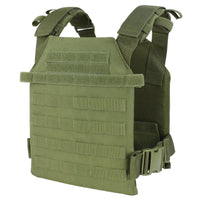 Thumbnail for The Caliber Armor Sentry Plate Carrier is an olive green vest with adjustable sizing, front Velcro panels, and MOLLE webbing for gear attachment.