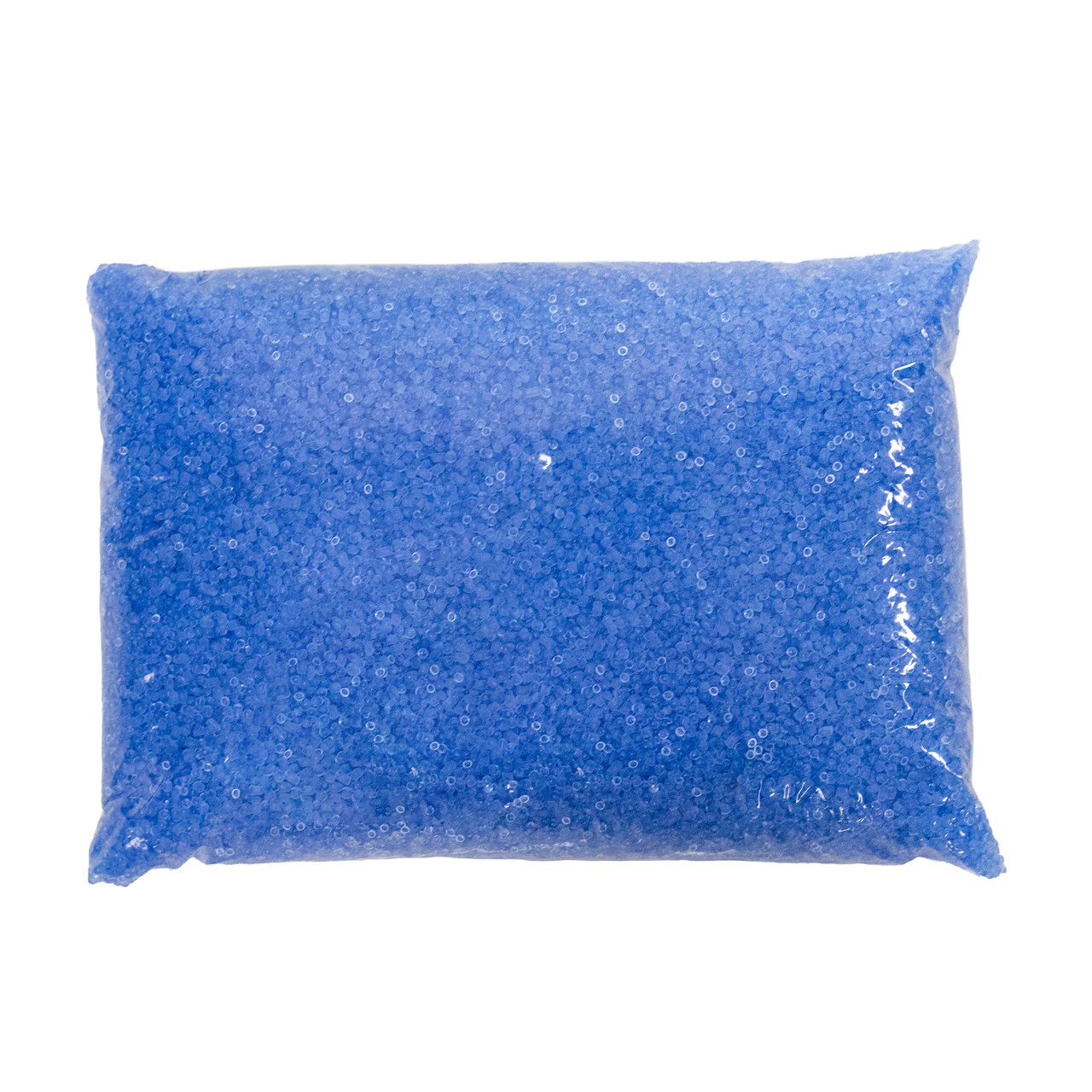 5 pound bag of blue recycled plastic that resembles round pellets used to fill shooting rest bags