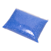 Thumbnail for Angled side view of 5 pound bag of blue recycled plastic that resembles round pellets used to fill shooting rest bags