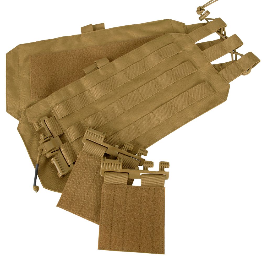 Caliber Armor RS Cummerbund Retro Kit components, featuring a cummerbund, MOLLE webbing, hook-and-loop panels, and quick-release buckles, arranged on a white background.