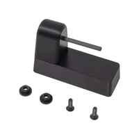 Thumbnail for Black plastic pistol mount that has a carbon fiber rod that slides into the barrel of a pistol to mount it to a flat surface, image shows mount and the hardware on a white background