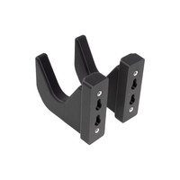 Thumbnail for backside view of two black plastic universal hook hanger showing that they can be mounted directly to a wall