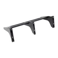 Thumbnail for Backside view of black plastic vertical four gun storage mount, lower portion of mount shown displaying slots that can be used to direct wall mount or silver mount locations for tactical slat wall hardware