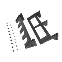 Thumbnail for Black plastic vertical four gun storage mount, both upper & lower portion of mount shown with hardware on a white background