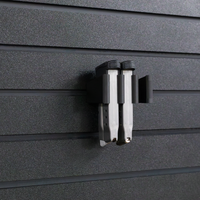 Thumbnail for Black pistol magazine hanger showing two 9mm single stack slim magazines installed into mount and hung on an Assault Wall tactical slat wall panel, 3 magazine capacity