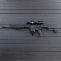 Thumbnail for Left facing AR-15 rifle mounted by its magazine well on a black Assault wall slat wall panel
