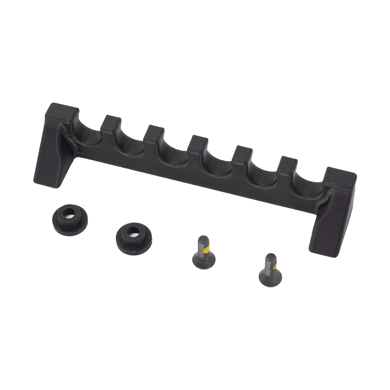 6 shell hanger for .410 shotgun shells with hardware on a white background