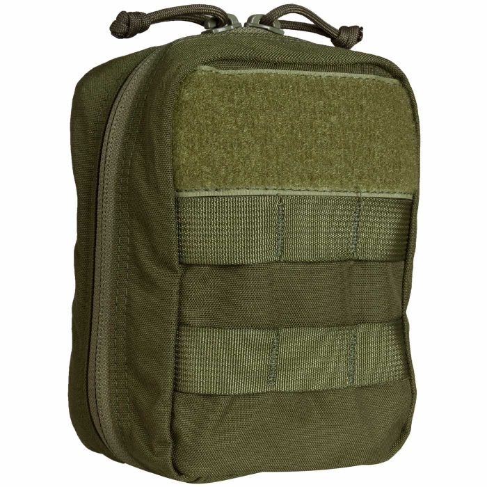 The Caliber Armor Tactical Operator Response Kit (TORK) is an olive green, compact, rectangular pouch with a zipper closure, external webbing, and front Velcro patch—perfect for use as a tactical or individual first aid kit.