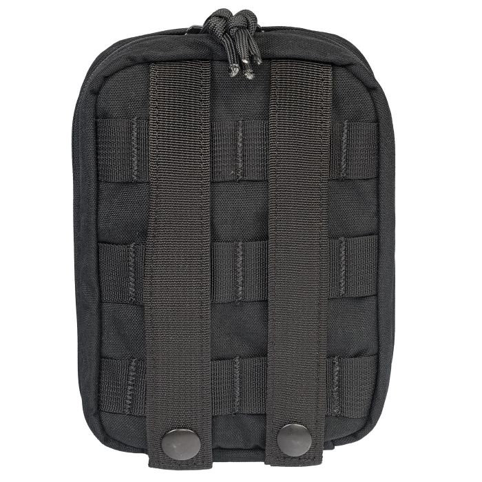 The Caliber Armor Tactical Operator Response Kit (TORK) is a compact black pouch with MOLLE webbing and two snap-strap back attachments, perfect for use as an individual medical or trauma kit.