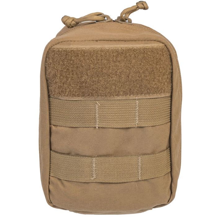 The Caliber Armor Tactical Operator Response Kit (TORK) is a compact tan pouch with zipper closure, front Velcro patch, and horizontal MOLLE straps—perfect for use as an individual medical kit.