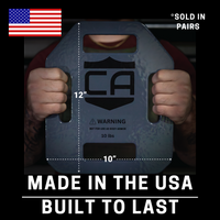 Thumbnail for graphic of person holding up a weighted training plate with dimensions  of 10