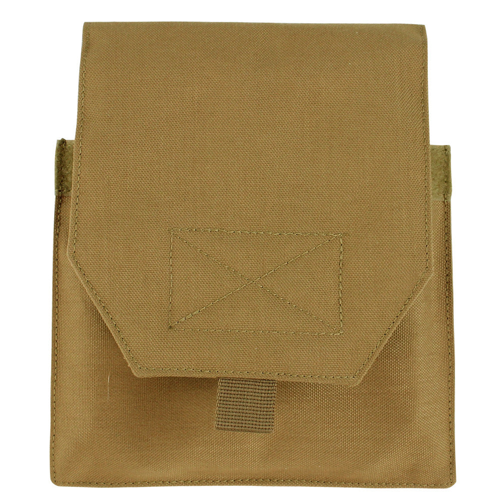 A tan, rectangular fabric pouch with a flap cover from Caliber Armor, the VAS Side Plate Insert (2PCS/Pack) is perfect for carrying small items or using as a side plate insert on your plate carrier.
