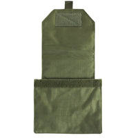 Thumbnail for An open olive green nylon pouch with flap and Velcro closure, the Caliber Armor VAS Side Plate Insert (2PCS/Pack) is shown empty on a white background.