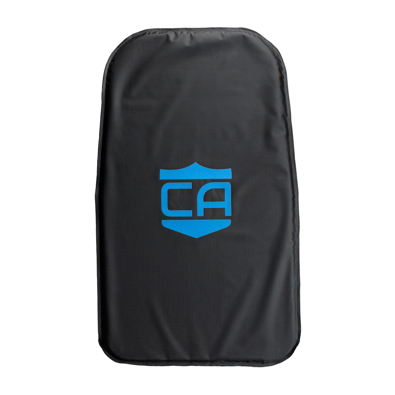 The CaliberX IIIA Body Armor Insert for Vertx Backpacks by Caliber Armor is a black rectangular pad with rounded edges, featuring a blue shield and "CA" logo, designed as soft body armor insert rated for NIJ Level IIIA protection.