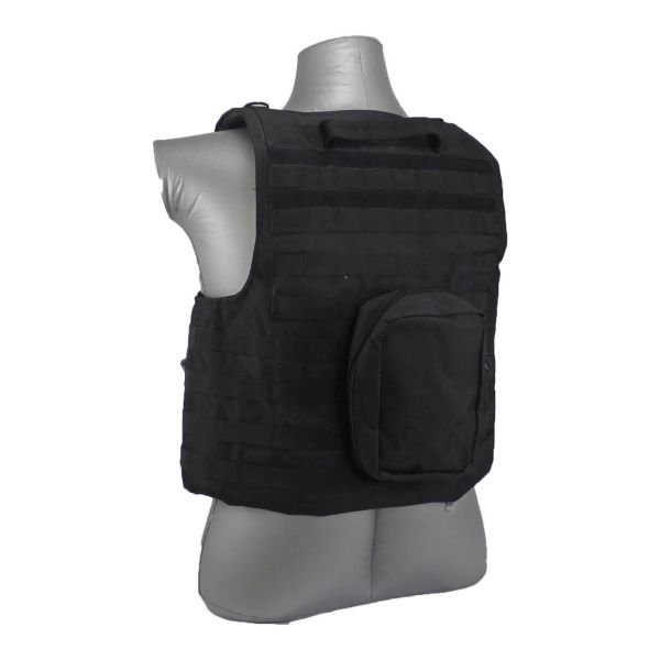 A robust mannequin wearing a Tactical Scorpion Gear Bearcat MOLLE Plate Carrier Vest.