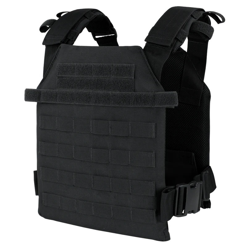 Black Caliber Armor AR550 Level III+ Quick Response /w PolyShield - Shooters Cut - PolyShield tactical bulletproof vest with molle webbing, velcro patches, and anti-spall coating.