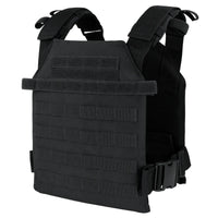 Thumbnail for The Caliber Armor Sentry Plate Carrier, shown against a white background, is a black tactical vest featuring adjustable sizing, front MOLLE webbing, and side buckle closures.