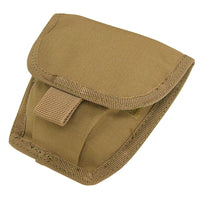 Thumbnail for The Caliber Armor Handcuff Pouch is a small tan nylon pouch with a flap cover and hook-and-loop closure, designed as a MOLLE-compatible carrier for handcuffs or small gear.