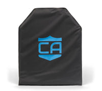 Thumbnail for The Caliber Armor CaliberX IIIA Soft Body Armor Panel is a black rectangular shield with a sloped top and a blue 