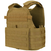 Thumbnail for The Caliber Armor Modular Operator Plate Carrier (MOPC) Gen II features MOLLE webbing and Velcro patches, designed to securely carry body armor plates and essential gear.