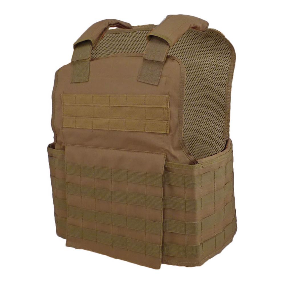 A Tactical Scorpion Gear Muircat MOLLE Plate Carrier Vest made of ripstop nylon material, designed for use with armor plates and equipped with MOLLE accessories, showcased against a white background.