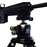 Thumbnail for picatinny-to-arca-swiss-adapter-plate-mounting-bracket-installed-on-ball-head-tripod-mount-with-secured-firearm