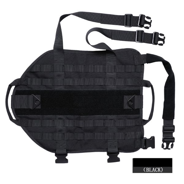 Black modular Tactical Scorpion Gear - D1 Canine Dog K9 Camo MOLLE Military Training Vest Harness on a white background.
