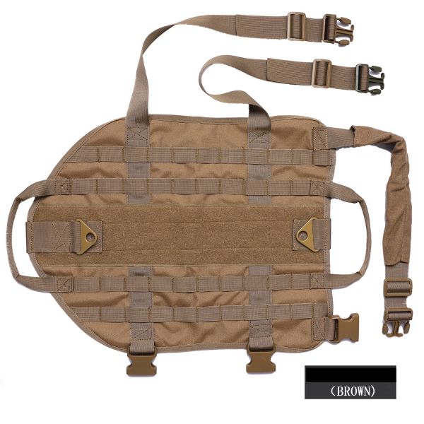 Brown Tactical Scorpion Gear D1 Canine Dog K9 Camo MOLLE Military Training Vest Harness with modular webbing and adjustable straps.