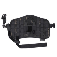 Thumbnail for Camouflage tactical thigh holster with adjustable straps, buckle closures, and a Tactical Scorpion Gear D2 Compact Canine Dog K9 Camo MOLLE Military Training Vest Harness.