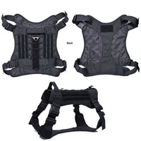 Thumbnail for Black Tactical Scorpion Gear - D4 Dog K9 MOLLE Military Combat Edition Training Vest Harness, displayed from different angles.