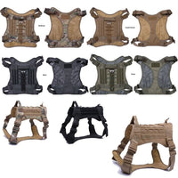Thumbnail for Assortment of Tactical Scorpion Gear D4 Dog K9 MOLLE Military Combat Edition Training Vests Harnesses in various colors displayed on a neutral background.