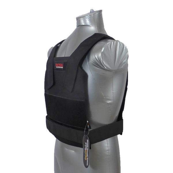 A Tactical Scorpion Gear AR500 Bobcat Concealed Body Armor Carrier Vest sporting a lightweight black vest.