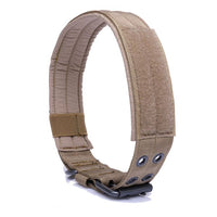 Thumbnail for Khaki Tactical Scorpion Gear military tactical belt with buckle and adjustment loops on a white background.